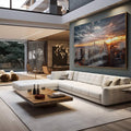 Quadro Decorativo Crepúsculo Urbano de Nova Iorque - quadros decorativos para sala 1 Tela, 1 Tela Horizontal - em living room premium