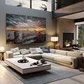 Quadro Decorativo Crepúsculo Urbano de Nova Iorque - quadros decorativos 1 Tela, 1 Tela Horizontal - em sala moderna