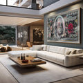 Quadro Decorativo Nota de $100: Inspire Prosperidade - quadros decorativos para sala 1 Tela, 1 Tela Horizontal - em living room premium
