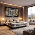 Quadro Decorativo Impactante: Dinheiro em Chamas - quadros decorativos 1 Tela, 1 Tela Horizontal - em escritorio elegante