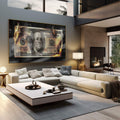 Quadro Decorativo Impactante: Dinheiro em Chamas - quadros decorativos 1 Tela, 1 Tela Horizontal - em sala moderna
