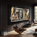 Quadro Decorativo Impactante: Dinheiro em Chamas - quadros decorativos para sala 1 Tela, 1 Tela Horizontal - em ambiente decorado