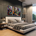 Quadro Decorativo: Explosão de Cores Para Revolucionar - quadros decorativos para sala 1 Tela Vertical, 3 Telas - em living room premium