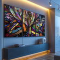 Quadro Decorativo: Explosão de Cores Para Revolucionar - quadros decorativos para sala 1 Tela Vertical, 3 Telas - em ambiente decorado