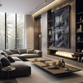 Quadro Decorativo Encanto da Pantera em Noite Urbana - quadros decorativos 1 Tela Vertical, 3 Telas - em sala moderna
