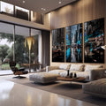 Quadro Decorativo Noite Chuvosa NY: Energia Vibrante - quadros decorativos para sala 1 Tela Vertical, 3 Telas - em quarto contemporaneo