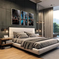 Quadro Decorativo Noite Chuvosa NY: Energia Vibrante - quadros decorativos para sala 1 Tela Vertical, 3 Telas - em living room premium