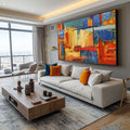 Quadro Decorativo O Encanto do Abstrato: Uma Jornada Visual - quadros decorativos 1 Tela, 1 Tela Horizontal - em sala moderna