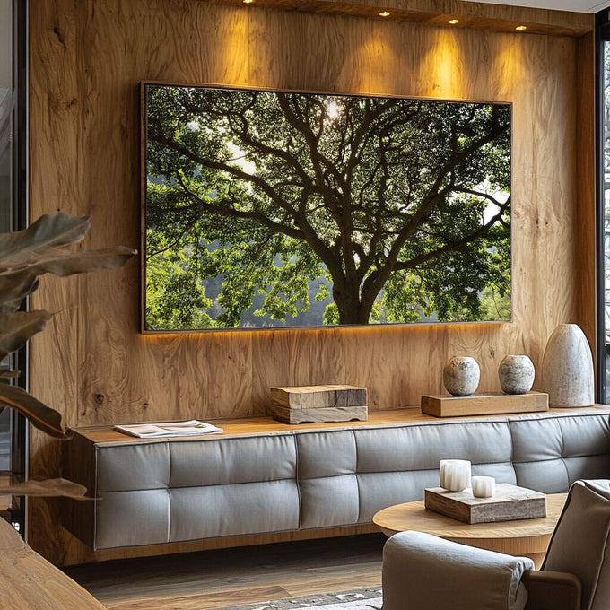 Quadro Decorativo Serenidade na Floresta - Luz e Paz - quadros decorativos para sala 1 Tela, 1 Tela Horizontal - em ambiente decorado