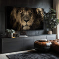 Quadro Decorativo O Esplendor do Leão: Majestade e Paz - quadros decorativos para sala 1 Tela, 1 Tela Horizontal - em ambiente decorado