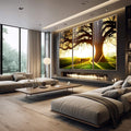 Quadro Decorativo: Pôr do Sol Rústico, Encanto Natural - quadros decorativos 1 Tela Vertical, 3 Telas - em escritorio elegante