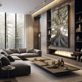 Quadro Decorativo Árvore Radiante ao Sol - Toque de Calor - quadros decorativos para sala 1 Tela Vertical, 3 Telas - em quarto contemporaneo