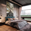 Quadro Decorativo Árvore Radiante ao Sol - Toque de Calor - quadros decorativos para sala 1 Tela Vertical, 3 Telas - em living room premium