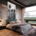 Quadro Decorativo Silhuetas Tropicais: Impacto Visual Único - quadros decorativos 1 Tela Vertical, 3 Telas - em escritorio elegante