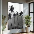 Quadro Decorativo Silhuetas Tropicais: Impacto Visual Único - quadros decorativos para sala 1 Tela Vertical, 3 Telas - em ambiente decorado