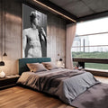 Quadro Decorativo: Toque Renascentista Único em Preto e Branco - quadros decorativos para sala 1 Tela Vertical, 3 Telas - em quarto contemporaneo