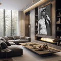 Quadro Decorativo: Toque Renascentista Único em Preto e Branco - quadros decorativos para sala 1 Tela Vertical, 3 Telas - em living room premium