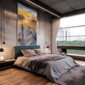 Quadro Decorativo: Inspirador Pôr do Sol no Cais - quadros decorativos 1 Tela Vertical, 3 Telas - em escritorio elegante