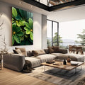 Quadro Decorativo Natureza Viva Folhas & Gotas d\'Água - quadros decorativos 1 Tela Vertical, 3 Telas - em escritorio elegante