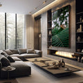 Quadro Decorativo Folha de Palmeira - Toque Tropical Único - quadros decorativos para sala 1 Tela Vertical, 3 Telas - em living room premium