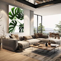 Quadro Decorativo Monstera: Elegância Verde Exclusiva - quadros decorativos para sala 1 Tela Vertical, 3 Telas - em quarto contemporaneo