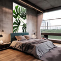 Quadro Decorativo Monstera: Elegância Verde Exclusiva - quadros decorativos 1 Tela Vertical, 3 Telas - em sala moderna