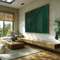 Quadro Decorativo: Explendor Verde Vibrante - quadros decorativos para sala 1 Tela, 1 Tela Horizontal - em ambiente decorado