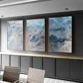 Quadro Decorativo: Espetáculo Cósmico de Saturno - quadros decorativos para sala 1 Tela Vertical, 3 Telas - em ambiente decorado