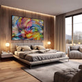Quadro Decorativo Vibrante: Explosão de Cores Dançantes - quadros decorativos 1 Tela, 1 Tela Horizontal - em escritorio elegante