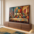 Quadro Decorativo santa Ceia com geométrica em ambiente decorado - quadros decorativos para sala