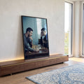 Quadro Decorativo Dois Homens Jogando Xadrez em Ambiente em ambiente decorado - quadros decorativos para sala