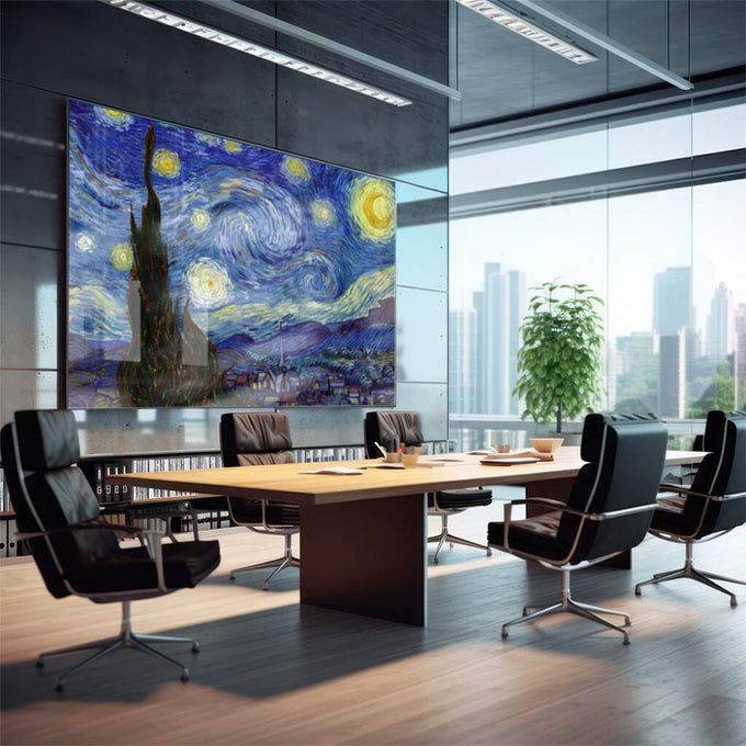 Quadro Decorativo Noite Estrelada - Transforme sua Parede - quadros decorativos para sala 1 Tela, 1 Tela Horizontal - em quarto contemporaneo