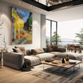 Quadro Decorativo Encanto da Noite Estrelada, Inspire-se! - quadros decorativos para sala 1 Tela Vertical, 3 Telas - em living room premium