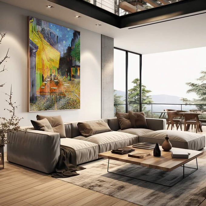 Quadro Decorativo Encanto da Noite Estrelada, Inspire-se! - quadros decorativos para sala 1 Tela Vertical, 3 Telas - em living room premium