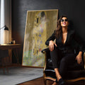 Quadro Decorativo Beijo Dourado: Luxo em Arte Moderna - quadros decorativos para sala 1 Tela Vertical, 3 Telas - em quarto contemporaneo