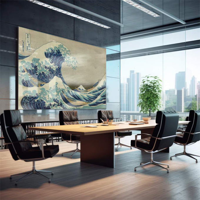 Quadro Decorativo: A Grande Onda - Toque de Exclusividade - quadros decorativos para sala 1 Tela, 1 Tela Horizontal - em living room premium