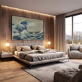 Quadro Decorativo: A Grande Onda - Toque de Exclusividade - quadros decorativos 1 Tela, 1 Tela Horizontal - em sala moderna
