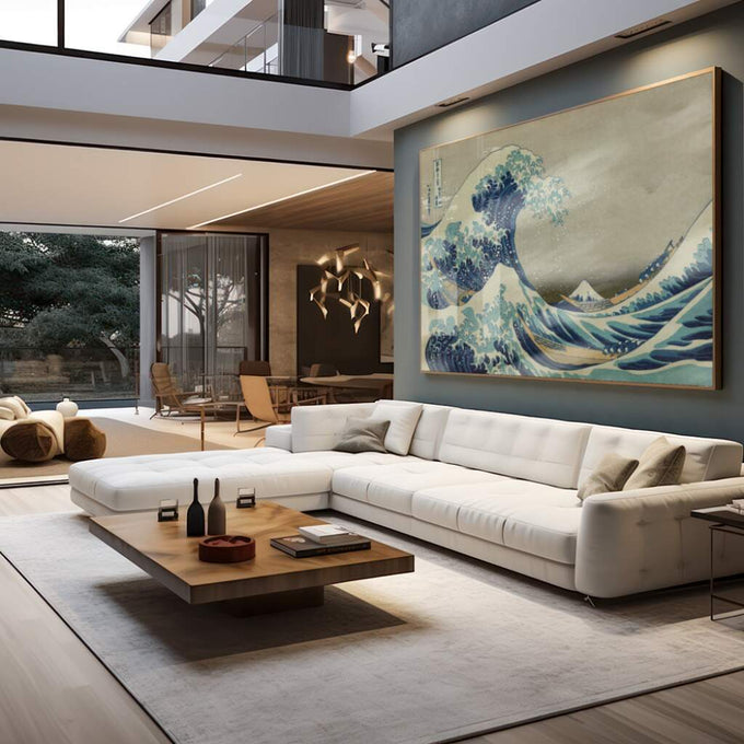 Quadro Decorativo: A Grande Onda - Toque de Exclusividade - quadros decorativos para sala 1 Tela, 1 Tela Horizontal - em quarto contemporaneo