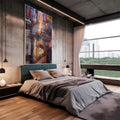Quadro Decorativo Leão & Filhote: Força e Ternura Unidas - quadros decorativos 1 Tela Vertical, 3 Telas - em escritorio elegante