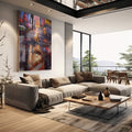 Quadro Decorativo Leão & Filhote: Força e Ternura Unidas - quadros decorativos para sala 1 Tela Vertical, 3 Telas - em living room premium
