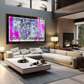 Quadro Decorativo Dinheiro Abstrato: Prosperidade em Cores - quadros decorativos para sala 1 Tela, 1 Tela Horizontal - em quarto contemporaneo
