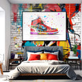 Quadro Decorativo Sneaker Estilizado: Toque Urbano Único - quadros decorativos para sala 1 Tela, 1 Tela Horizontal - em ambiente decorado