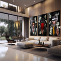 Quadro Decorativo: Essência do Poder e Humor em Cores - quadros decorativos para sala 1 Tela Vertical, 3 Telas - em quarto contemporaneo