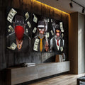 Quadro Decorativo: Essência do Poder e Humor em Cores - quadros decorativos para sala 1 Tela Vertical, 3 Telas - em ambiente decorado