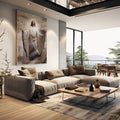 Quadro Decorativo Único: Reflexão Divina de Jesus - quadros decorativos para sala 1 Tela Vertical, 3 Telas - em living room premium