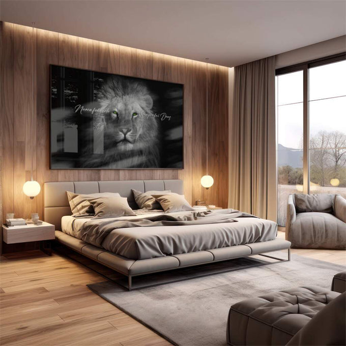 Quadro Decorativo Olhar do Rei: Majestade Animal em Sua Sala - quadros decorativos 1 Tela, 1 Tela Horizontal - em escritorio elegante