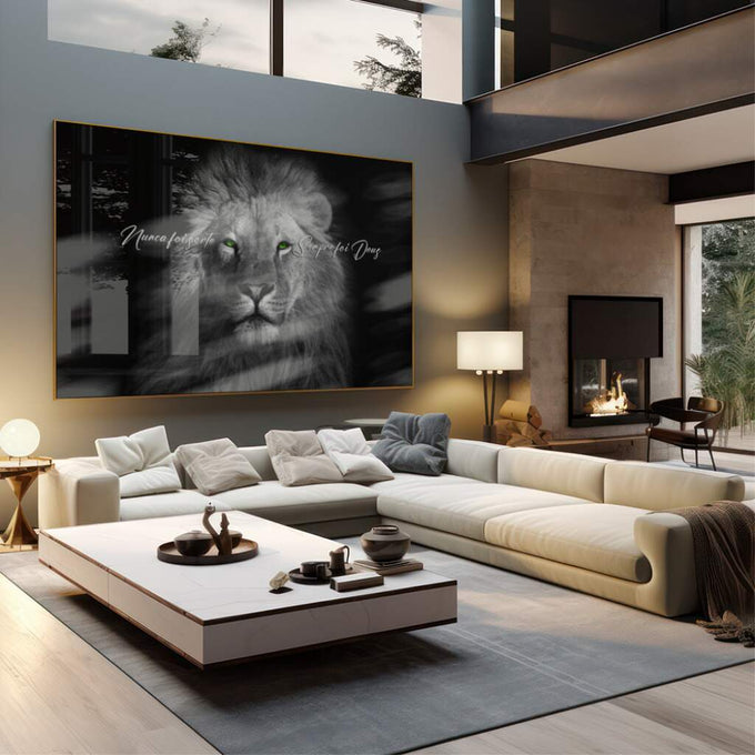 Quadro Decorativo Olhar do Rei: Majestade Animal em Sua Sala - quadros decorativos 1 Tela, 1 Tela Horizontal - em sala moderna