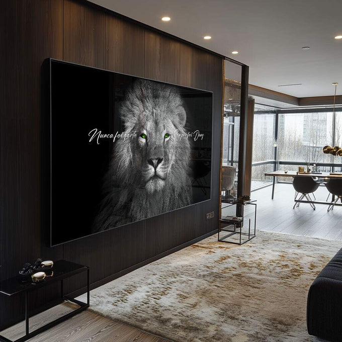 Quadro Decorativo Olhar do Rei: Majestade Animal em Sua Sala - quadros decorativos para sala 1 Tela, 1 Tela Horizontal - em ambiente decorado