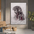 Quadro Decorativo: Visão Inspiradora de Jesus na Cruz - quadros decorativos para sala 1 Tela Vertical, 3 Telas - em ambiente decorado