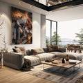 Quadro Decorativo Confronto Divino com o Leão - quadros decorativos para sala 1 Tela Vertical, 3 Telas - em living room premium